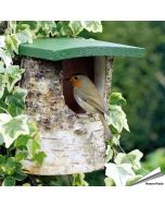 Natuurlijke berken nestkast voor roodborstjes, kwikstaarten en winterkoninkjes ✔️ Halfopen nestkast ➤ Bestel op www.aniculis.nl