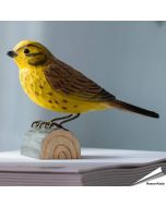 Handgemaakte Geelgors DecoBird kopen? Natuurgetrouwe houten vogel van Wildlife Garden. Duurzame vogeldecoratie & uniek cadeau ➤ Aniculis