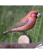 Houtgesneden vogel in de vorm van een Kruisbek is een mooie decoratie waar het hele gezin dol op zal zijn ✔️ Levensecht vorm- en kleur gegeven model ➤ Koop nu online bij Aniculis