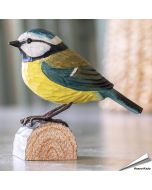 DecoBird - Pimpelmees | Houtgesneden vogel | lindenhout