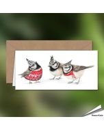 Kerstkaart met de familie kuifmees - Perfect om een vleugje natuur in je kerstwensen te brengen! - www.aniculis.nl