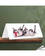 Kerstkaart met leuke staartmezen - Voor natuurliefhebbers - www.aniculis.nl