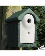 Houtbeton nestkast 28mm ✔️ Ideaal voor koolmezen & kleine mezen ✔️ Duurzaam en isolerend ✔️ Met roofdierbescherming ➤ Shop nu bij Aniculis