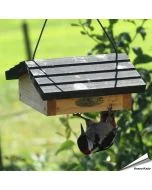 Energieblokhouder met dak ✓ Eenvoudige toegang tot voer voor behendige vogels zoals spechten, mezen, boomklevers en sijzen ✓ Stevige houtconstructie ✓ Aniculis