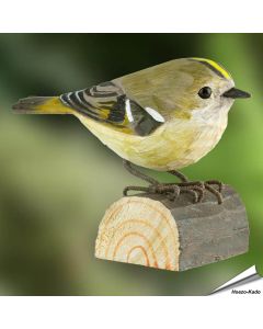 DecoBird - Goudhaan | Houtgesneden vogel | lindenhout