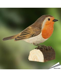 DecoBird - Roodborstje | Houtgesneden vogel | lindenhout