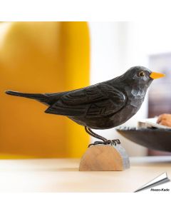 Handgemaakte DecoBird merel van hout kopen? Natuurgetrouwe vogel decoratie van Wildlife Garden. Uniek cadeau voor vogelliefhebbers - Aniculis