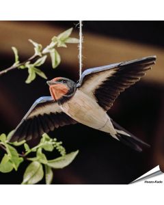 DecoBird - Boerenzwaluw | Houtgesneden vogel | lindenhout - Aniculis