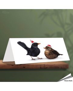 Kerstkaart met mooie Merels - Voor natuurliefhebbers - www.aniculis.nl