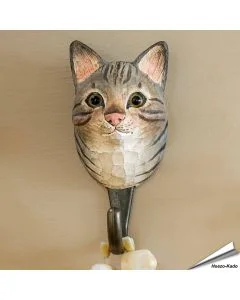 Kledinghaak van Wildlife Garden met een cyperse kat ✔️ Ambachtelijk uit hout gesneden ✔️ Origineel en decoratief cadeau ➤ Bestel nu op www.aniculis.nl