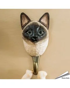 Kledinghaak van Wildlife Garden met een siamese kat ✔️ Ambachtelijk uit hout gesneden ✔️ Origineel en decoratief cadeau ➤ Bestel nu op www.aniculis.nl
