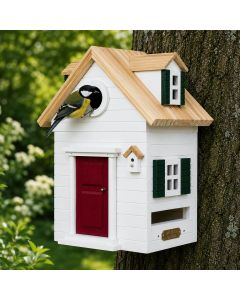 Multiholk New England van Wildlife Garden ✔️ Nestkast en voederhuis in 1 ✔️ Voor kleine tuinvogels ✔️ Geïnspireerd op de architectuur van New England en Cape Cod ➤ Aniculis