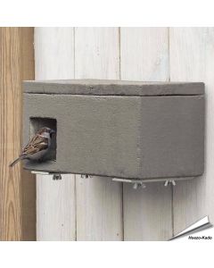 Mussenloft nestkast voor huismussen ✔️ Nestkamer en terras, houtbeton en extra bescherming tegen roofdieren ✔️ Gevelmontage ➤ Aniculis Shop