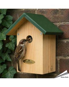 Nestkast huismus "Week van de Nestkast" ✔️ Aanbevolen door Vogelbescherming NL en SOVON ✔️ FSC-gecertificeerd hout ✔️ Mooie geschenkdoos ✔️ Koop bij Hoezo-Kado