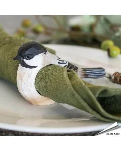 Houtgesneden servetring - Glanskop ✔️ Breng de natuur naar je tafel ✔️ Gemaakt van duurzaam hout ✔️ Beschilderd met milieuvriendelijke verf ✔️ Bestel nu op Aniculis