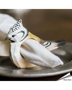 Handgemaakte Houten Servetring Kuifmees - Natuurdecoratie | Aniculis
