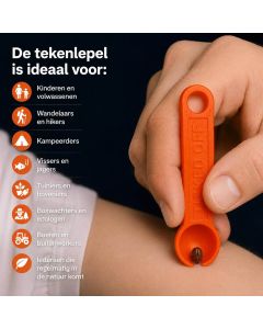 Verwijder teken veilig en eenvoudig met de originele TICKED OFF Tekenlepel. Geschikt voor mens en dier, zonder draaien of knijpen en ideaal voor onderweg.