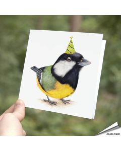 Vrolijke wenskaart met koolmees ✔️ FSC-gecertificeerd papier ✔️ Inclusief kraft envelop ✔️ Bestel nu op www.aniculis.nl