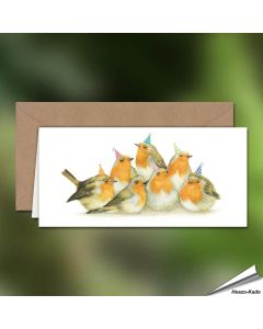 Verjaardagskaart met roodborstjes - Voor natuurliefhebbers - www.aniculis.nl