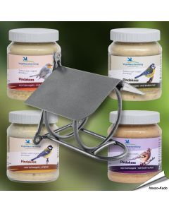 Vogelpindakaas Spaarpakket (4 x 300ml) en Metaaldraad-houder