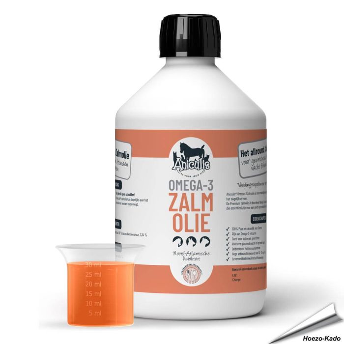 Aniculis Omega-3 Zalmolie in fles van 500 ml voor hond, kat en paard