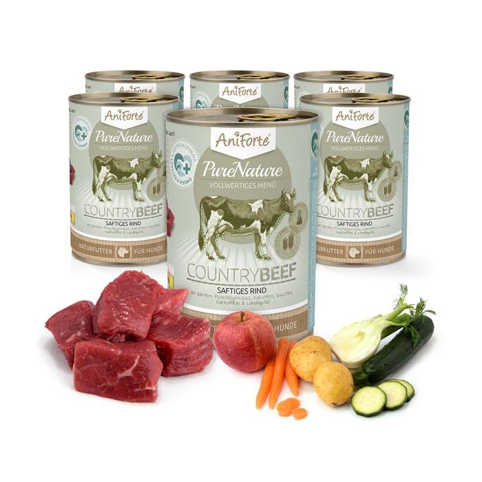 AniForte® PureNature Country Beef "Rund met wortel" - Natuurmenu voor honden (6 x 400g)