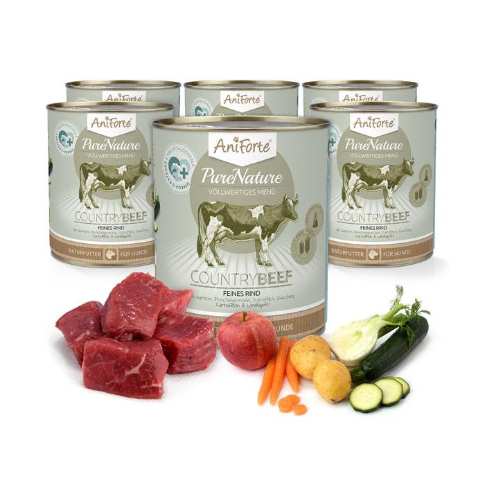 AniForte® PureNature Country Beef "Rund met wortel" - Natuurmenu voor honden (6 x 800g)