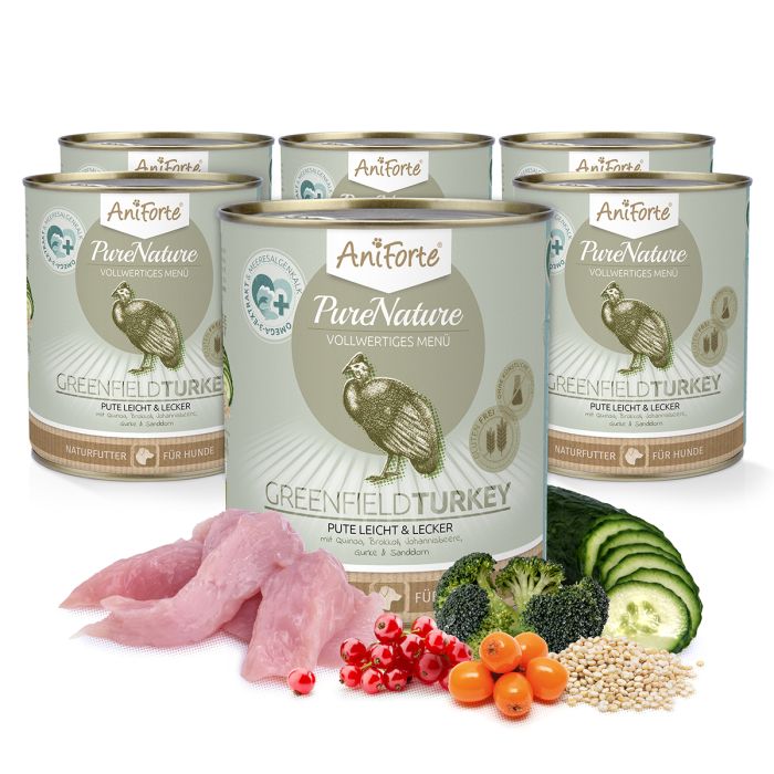 AniForte® PureNature GreenField Turkey - Natuurmenu voor honden (6 x 800g)
