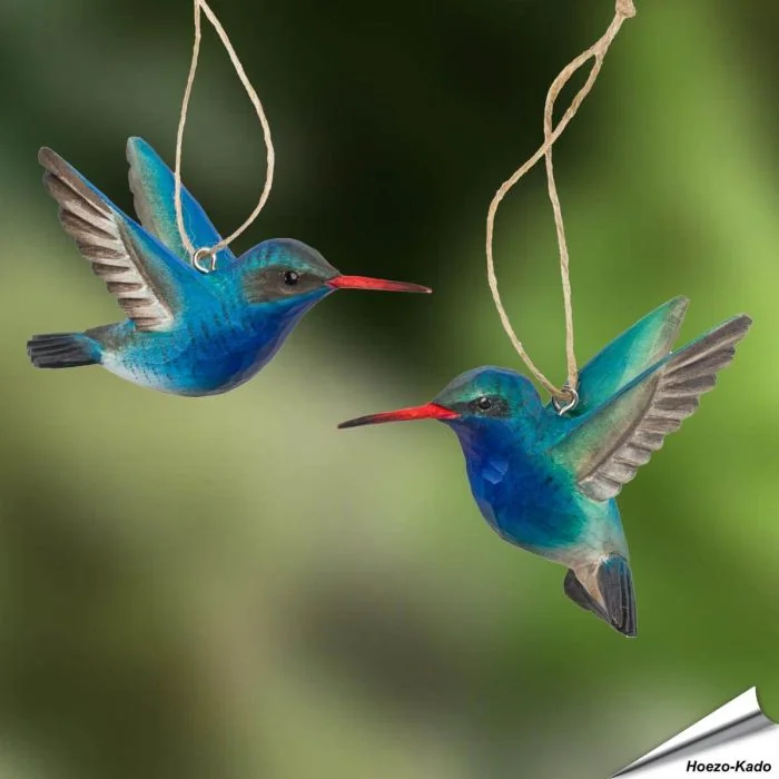 Houtgesneden DecoBirds | Breedsnavelkolibries | Wildlife Garden