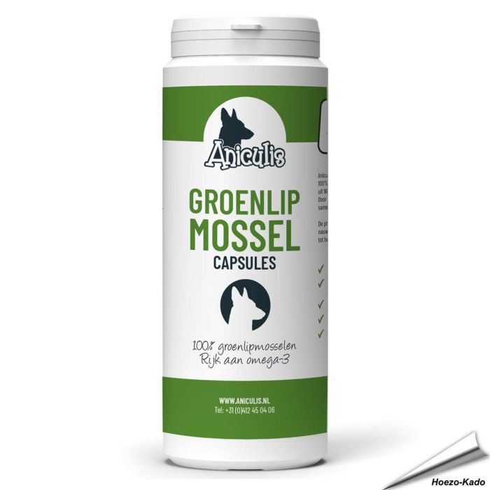 Aniculis groenlipmossel capsules voor honden, pot met 300 capsules