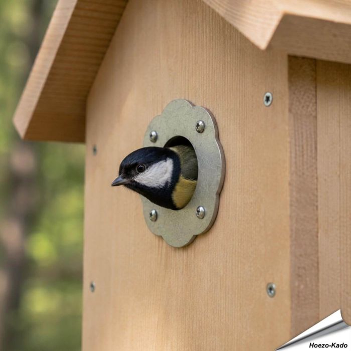 Bescherm je nestkast tegen uithakken met ons invliegplaatje (rozet) ✔️ Verkleint de invliegopening op 32mm ✔️ Gemaakt van roestvrij staal ✔️ Geschikt voor koolmezen en andere tuinvogels ✔️ Bestel nu op Aniculis