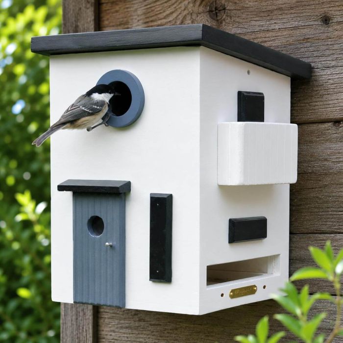 Multiholk Funkis van Wildlife Garden - Nestkast en voederhuis gecombineerd ✔️ Perfect voor kleine tuinvogels ✔️ Scandinavisch design geïnspireerd ➤ Nu bestellen bij Hoezo-Kado