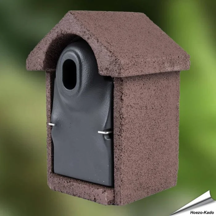 Houtbeton nestkast voor vogels | Ovale invliegopening | bruin | Aniculis