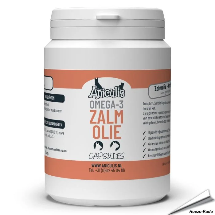 Omega-3 Zalmolie Capsules voor honden en katten (200 stuks)