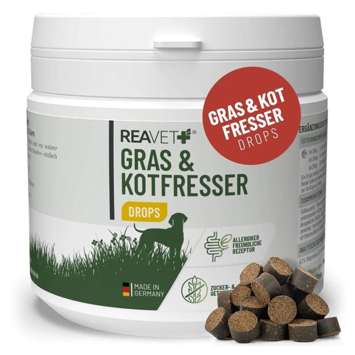 ReaVET Gras & Poepeter Drops voor Honden (350g / 180 stuks)