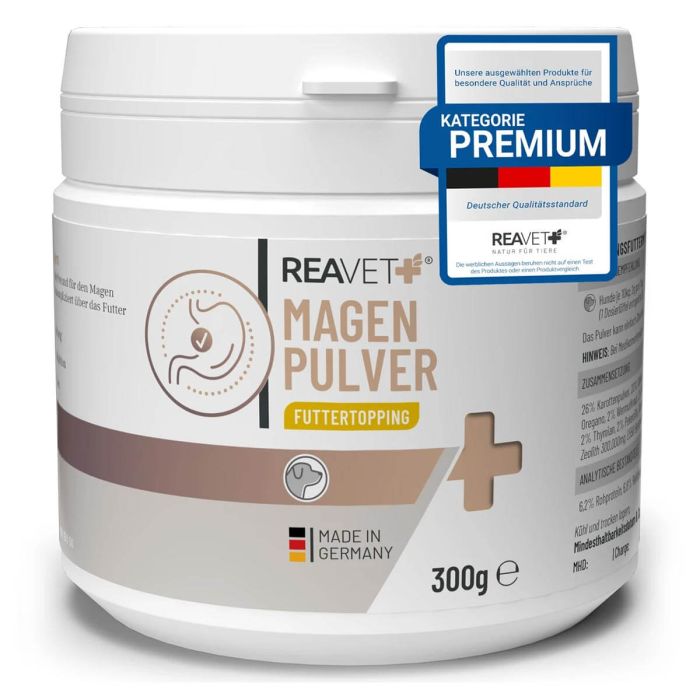 Ondersteun de spijsvertering van je hond met ReaVET Maag Poeder 300g ✔️ 100% natuurlijk ✔️ Voor een gezonde darmfunctie ➤ Bestel bij Aniculis