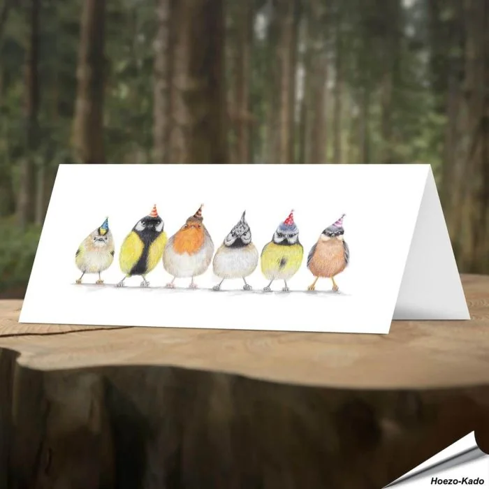 Verjaardagskaart met leuke tuinvogels - Voor natuurliefhebbers - www.aniculis.nl