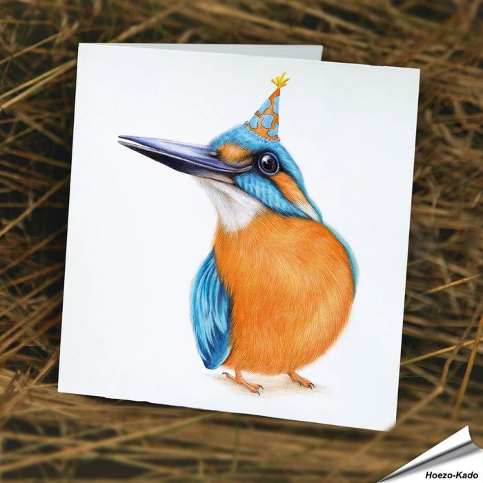 Vrolijke wenskaart met een ijsvogel ✔️ FSC-gecertificeerd papier ✔️ Inclusief kraft envelop ✔️ Bestel nu op www.aniculis.nl