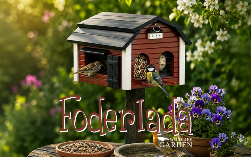 Foderlada Rood - veelzijdige voederschuur voor tuinvogels Foderlada Rood - veelzijdige voederschuur voor tuinvogels